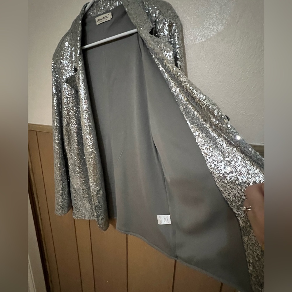 Glamorous Large Silver Sequin Blazer - image 6